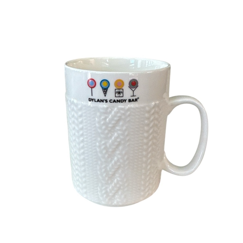 Dylan's Candy Bar New York City White Cable Knit Ceramic Coffee Tea Mug Cup